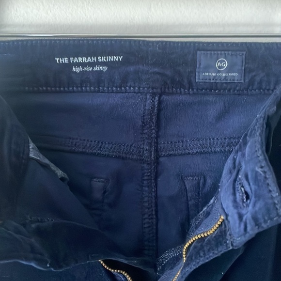 AG The Farrah Skinny Navy Blue Velvet Pants Sz 27 R - Picture 3 of 6